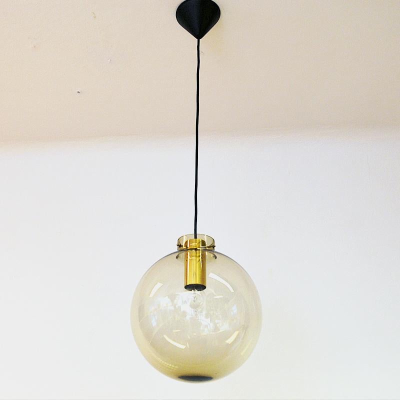 Norwegian Smoke Colored Glass Dome Pendant Model 7714 by Jonas Hidle, Norway 1970s For Sale