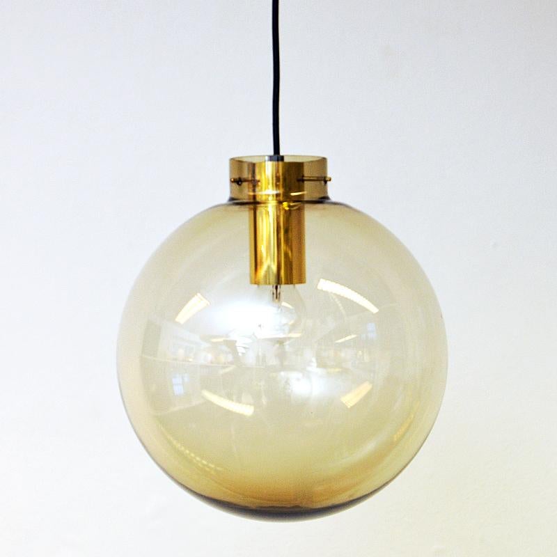 Late 20th Century Smoke Colored Glass Dome Pendant Model 7714 by Jonas Hidle, Norway 1970s For Sale