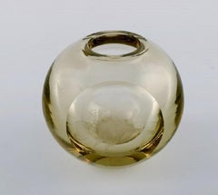 Smoke Colored Iittala Vase in Mouth-Blown Art Glass with Motif from a Forge