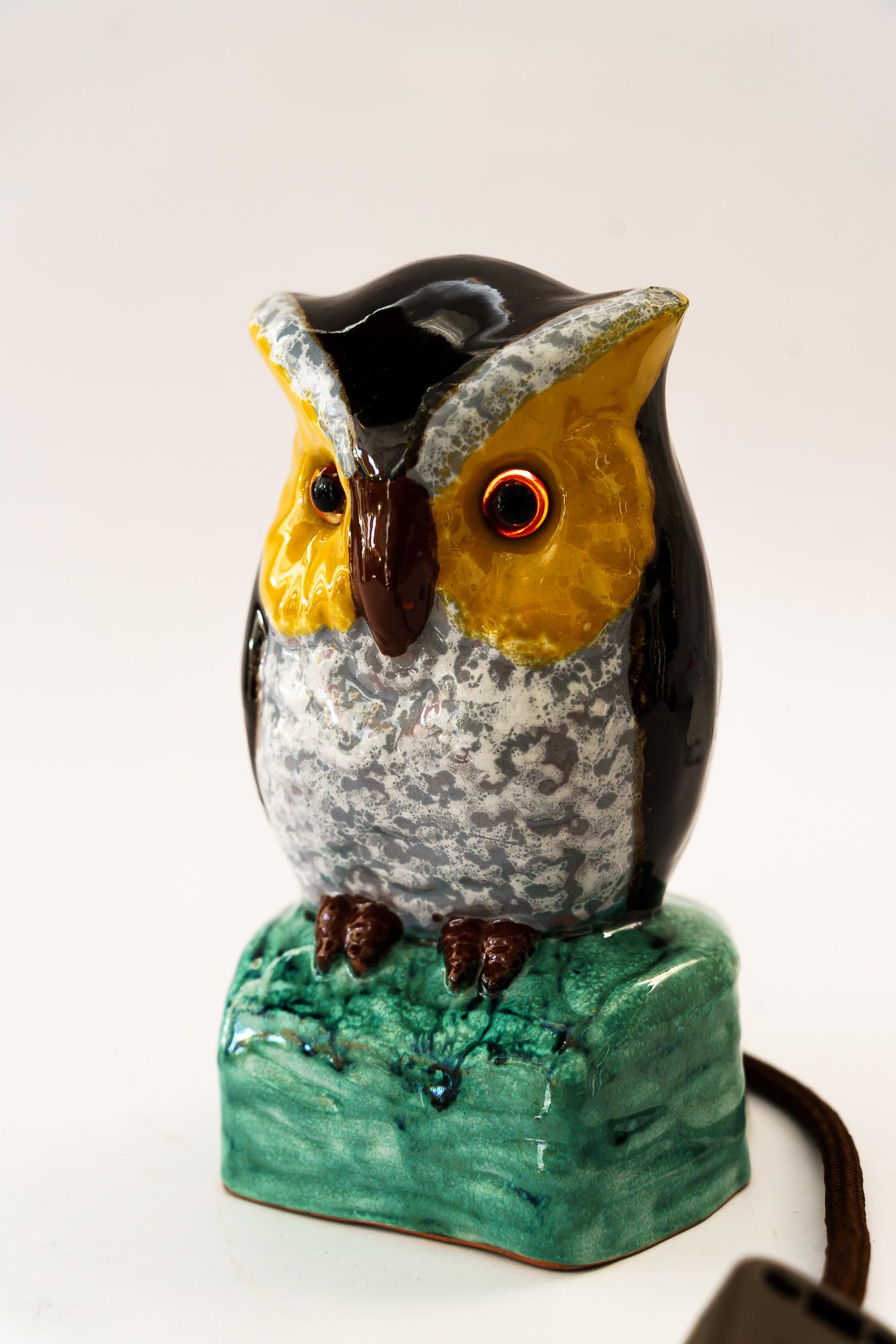 Smoke distorter owl gmundner ceramic around 1950s In Good Condition For Sale In Wien, AT