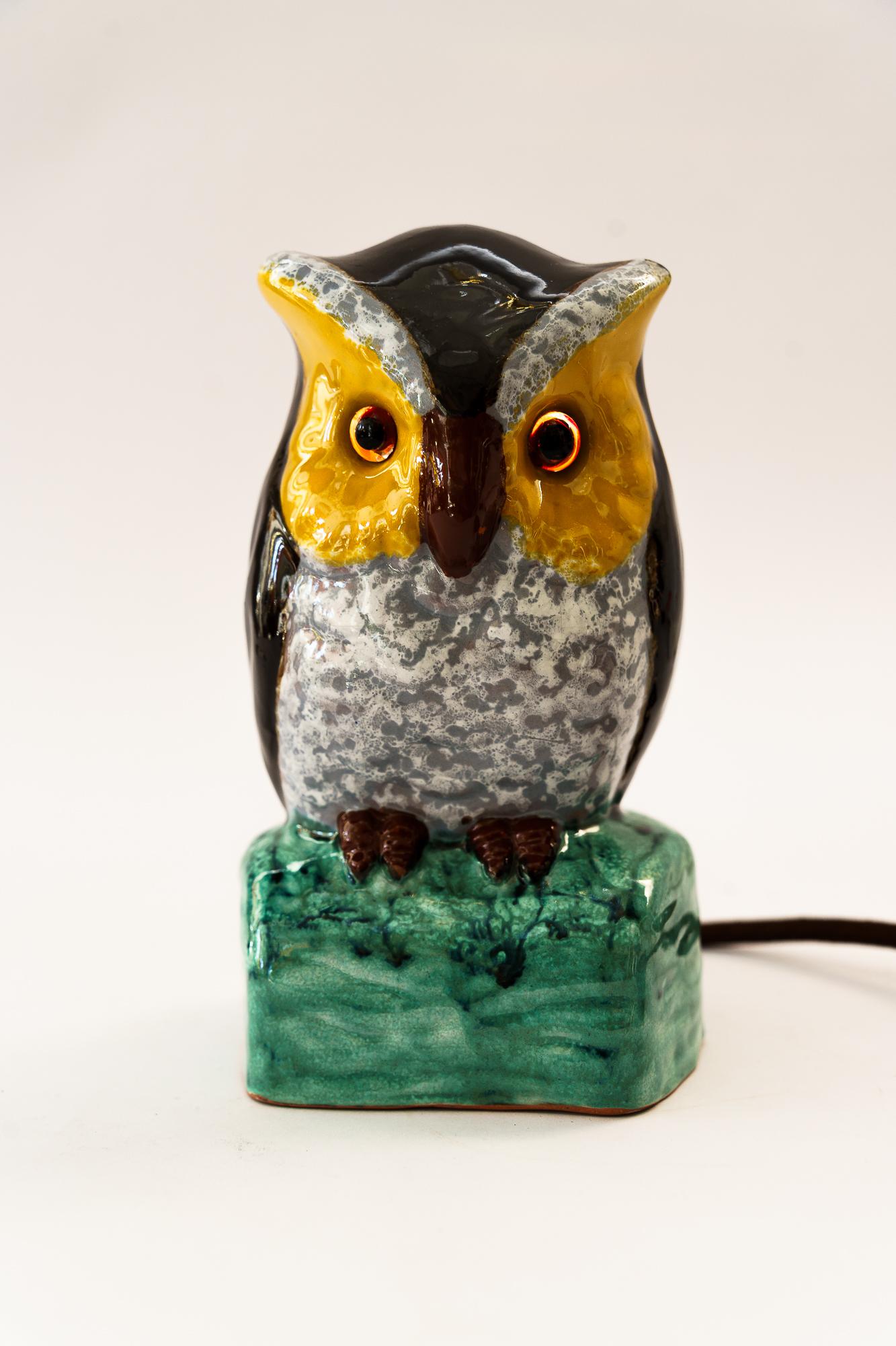 Mid-20th Century Smoke distorter owl gmundner ceramic around 1950s For Sale