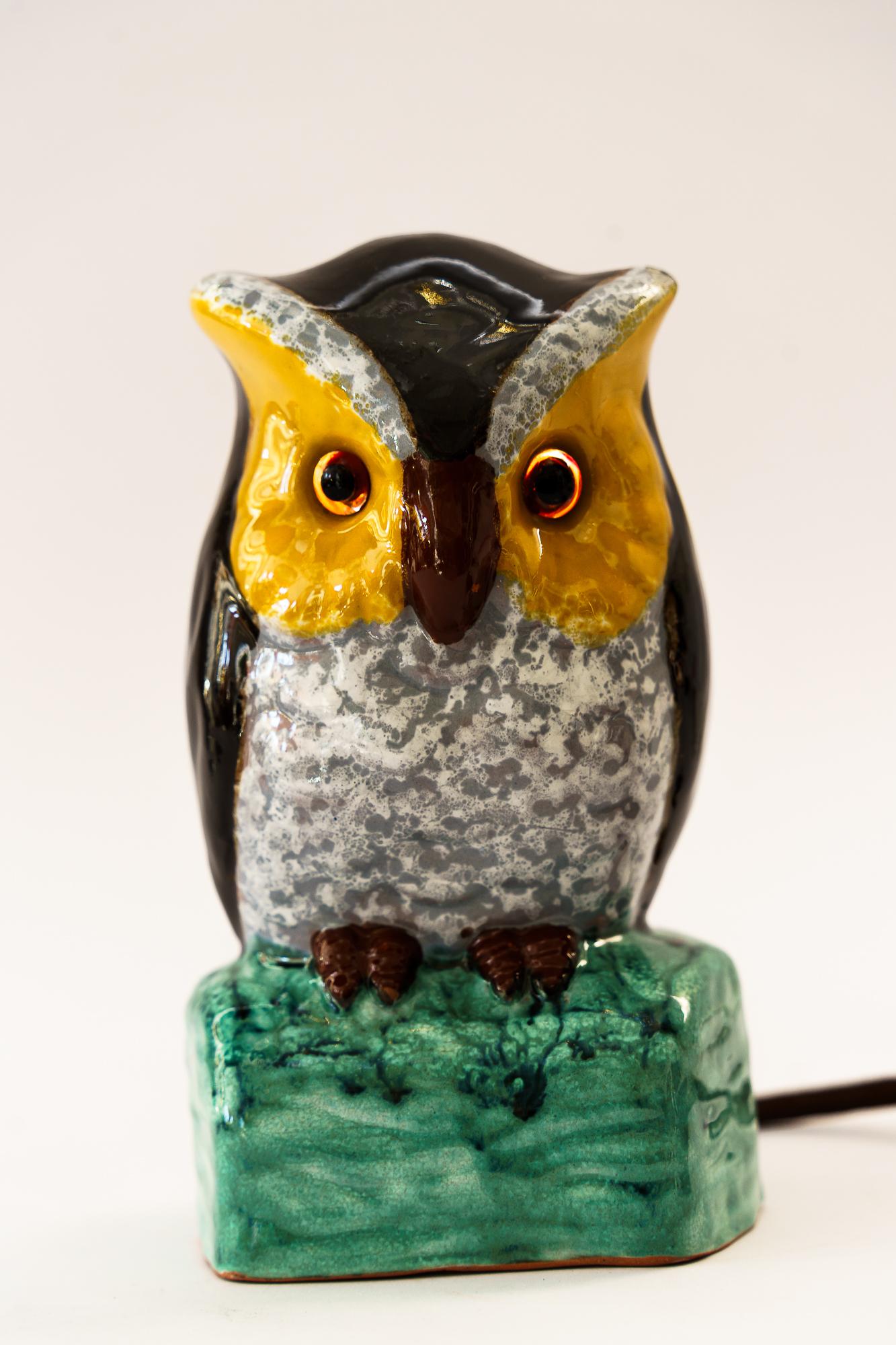 Smoke distorter owl gmundner ceramic around 1950s For Sale 1