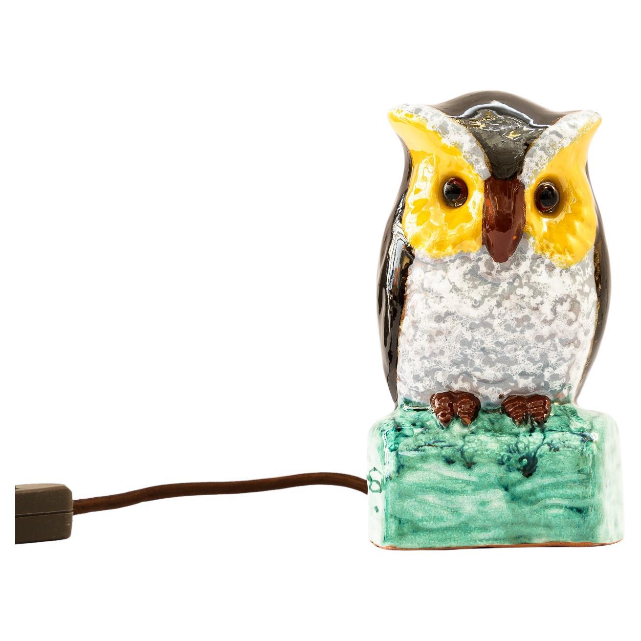 Smoke distorter owl gmundner ceramic around 1950s For Sale