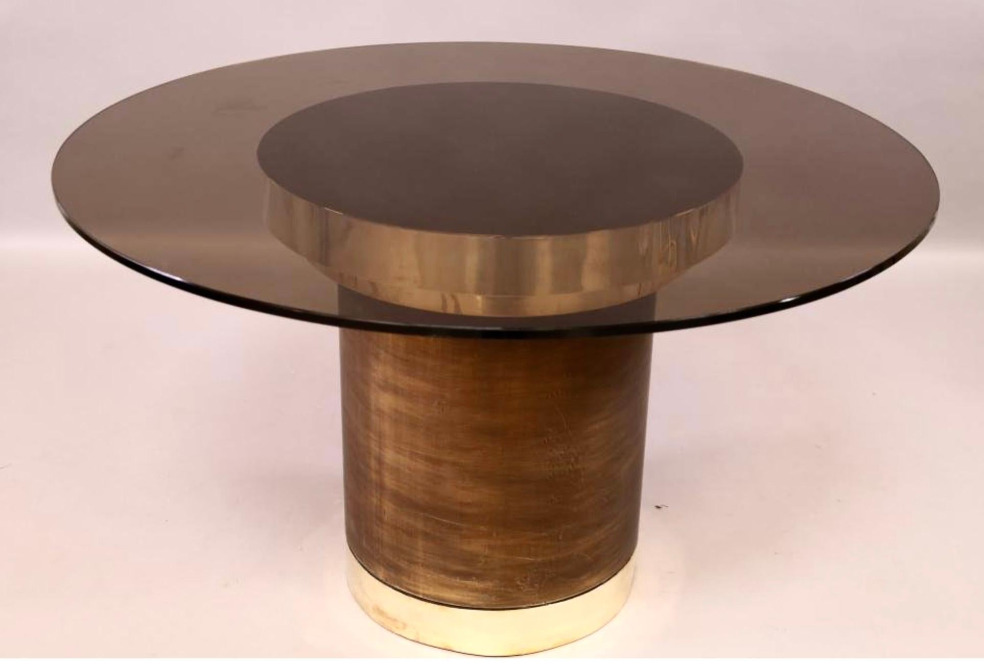 Smoke Glass and Brass Dining Table 9