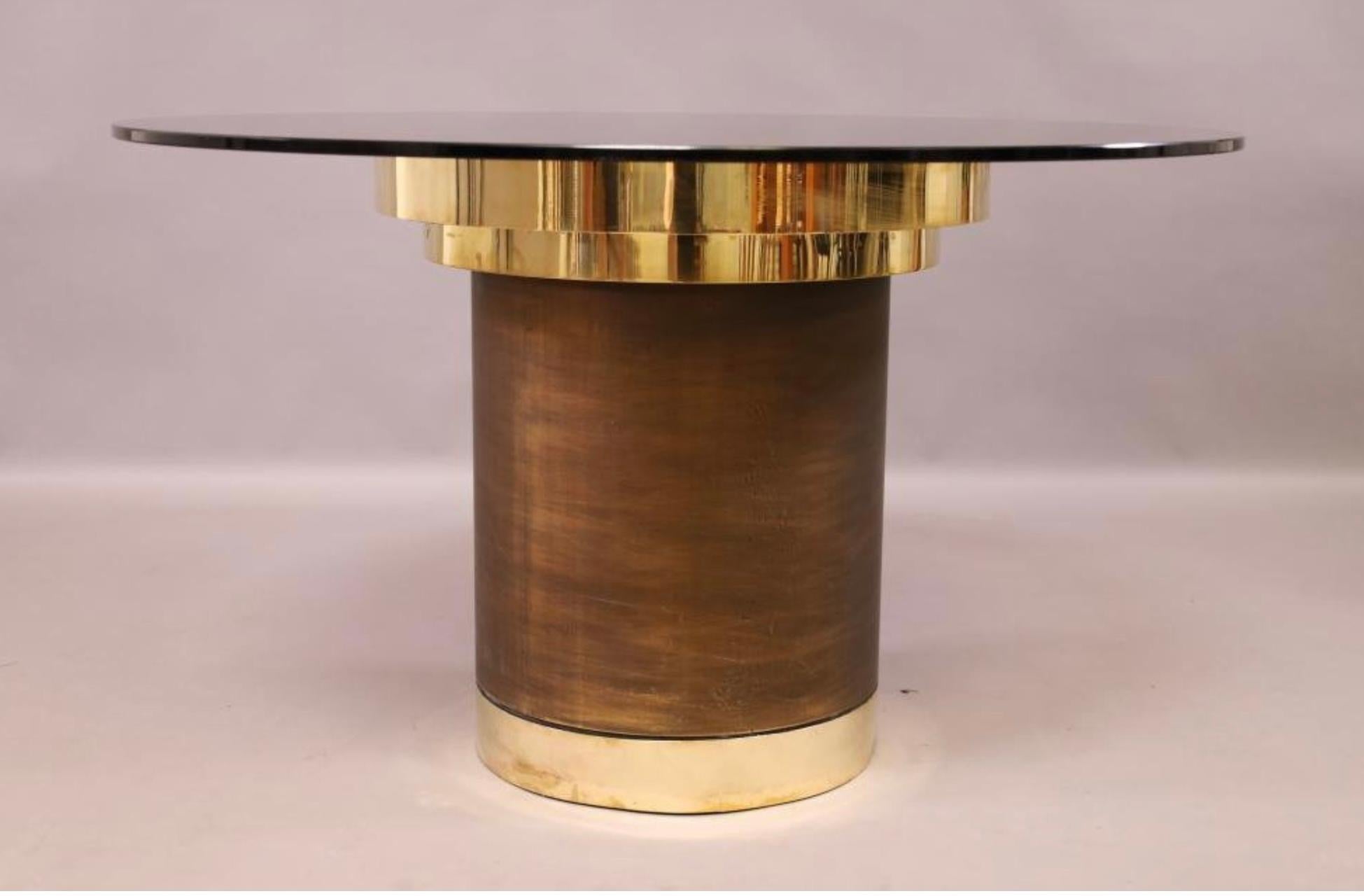 Smoke Glass and Brass Dining Table 10