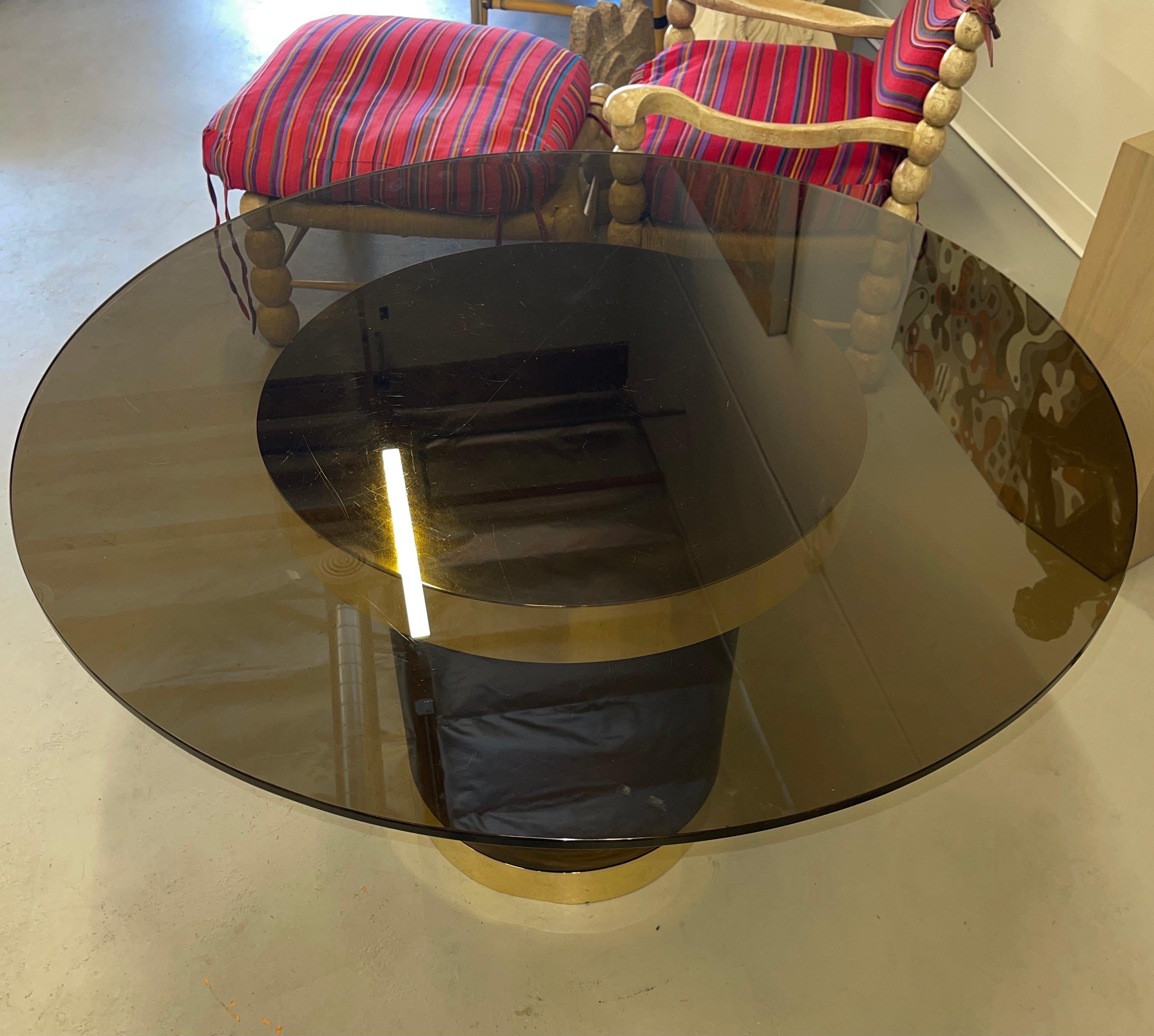 round smoked glass dining table