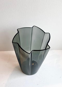 Smoke Glass Vase by Harry Moilanen for Nuutajärvi, Finland, 1963