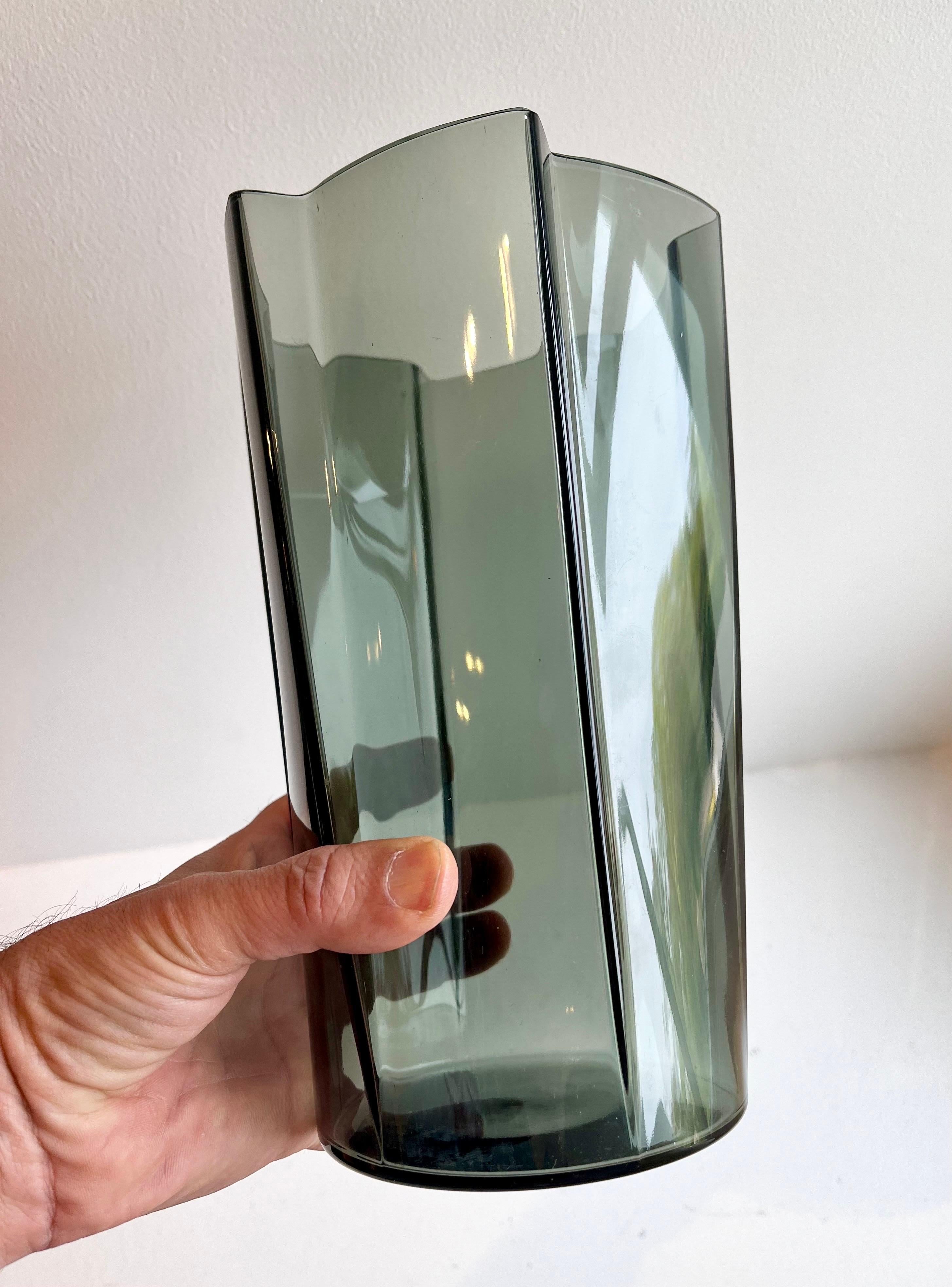 Mid-20th Century Smoke Glass Vase by Harry Moilanen for Nuutajärvi, Finland, 1963