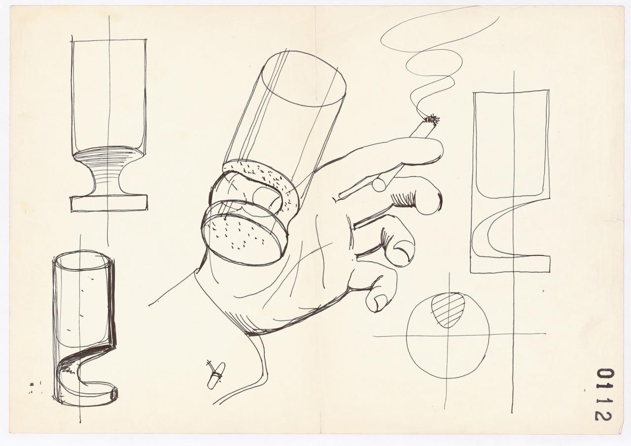 Italian Set of eight Smoke Glasses by Joe Colombo Manufactured Arnolfo Di Cambio,  1960