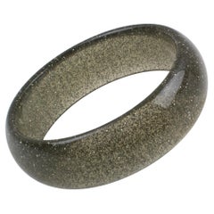 Smoke Gray Acrylic Lucite Bracelet Bangle with Silver Flakes