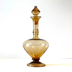 Smoke Gray Decanter with Applied Decoration