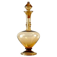 Smoke Gray Decanter with Applied Decoration