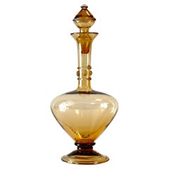 Smoke Gray Decanter with Applied Decoration