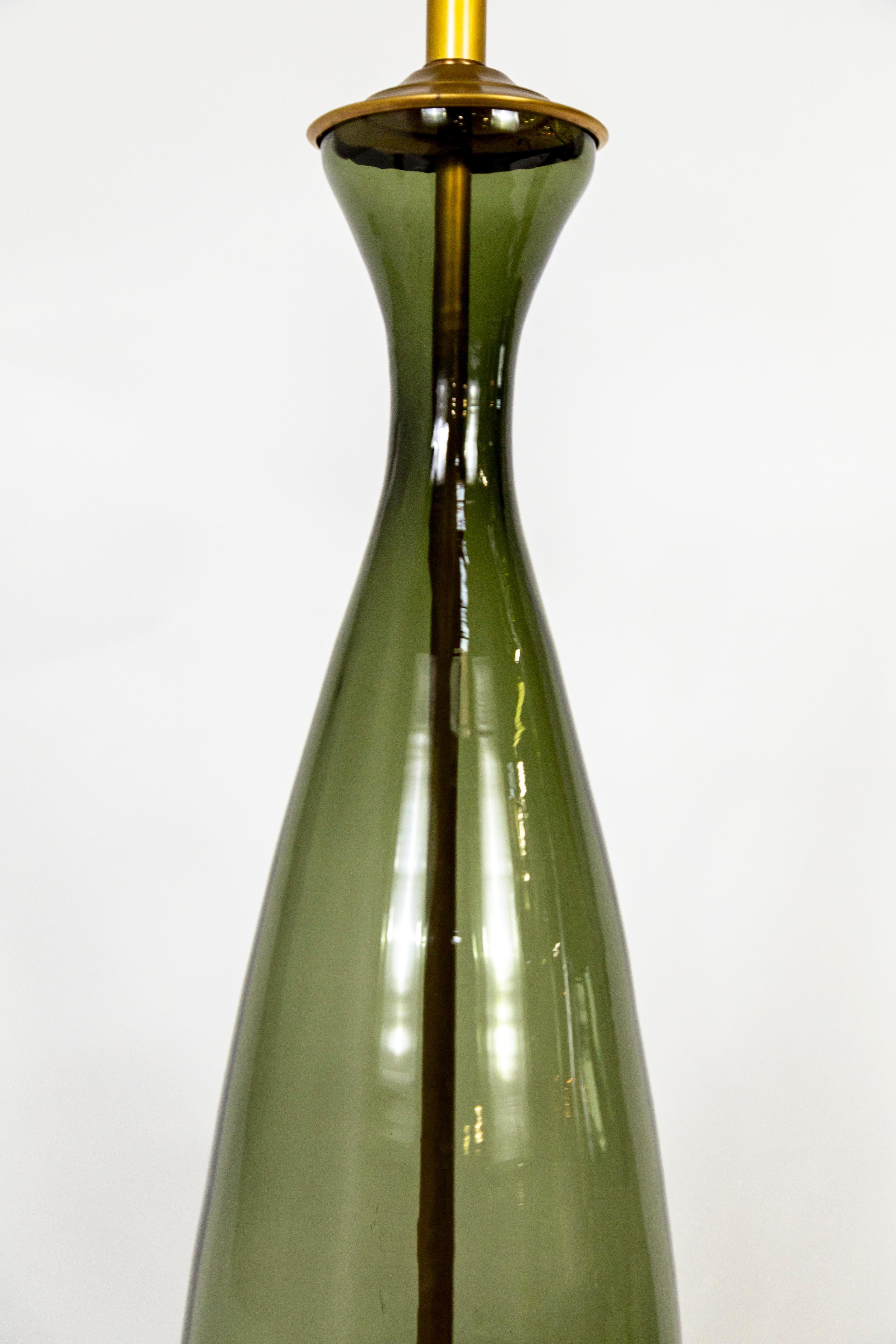 Smoke Green Murano Glass Drop Lamps, Pair 1