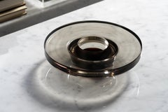 Smoke Grey and Red Blown Glass Suspended Dish by Salviati, 1960s