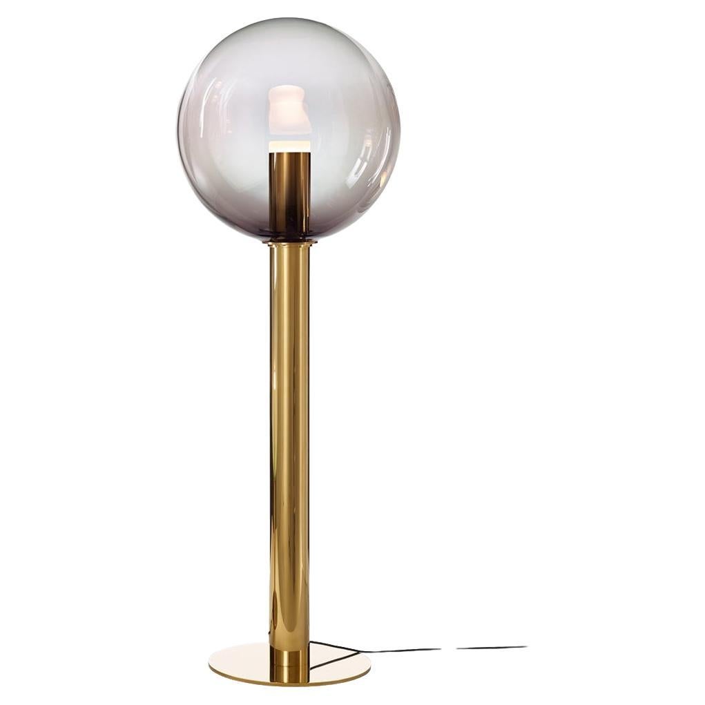 Smoke Grey / Gold Crystal Glass Floor Lamp Phenomena by Dechem Studio for Bomma