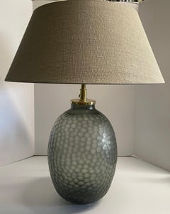 Smoke Grey Pair Prism Cut Glass Table Lamps, Romania, Contemporary