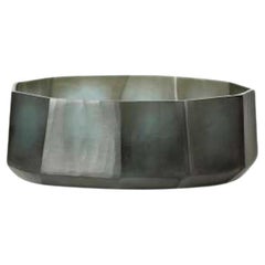 Smoke Grey Wide Rib Glass Bowl, Romania, Contemporary