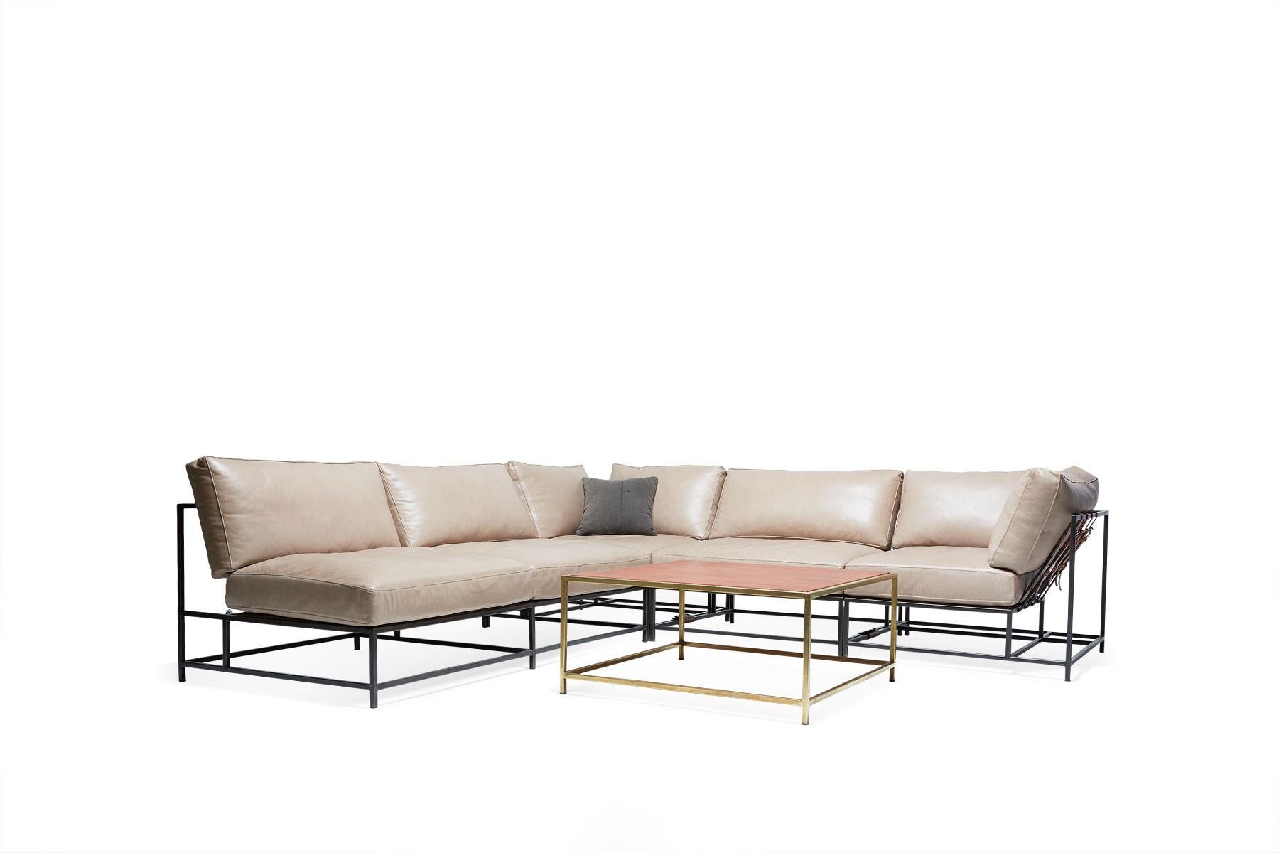 Smoke Leather & Blackened Steel Sectional For Sale 1