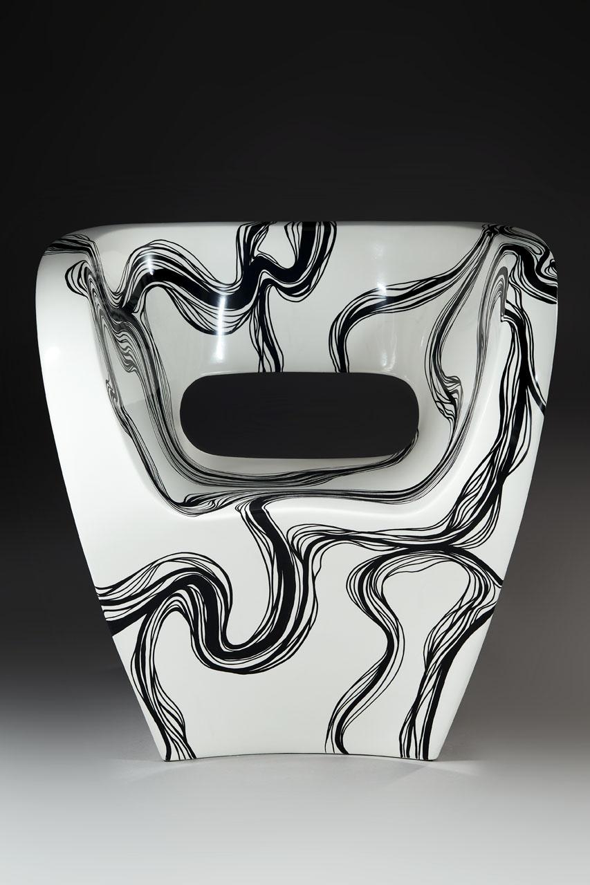 Smoke - Petit fauteuil Albert de Ron Arad, peint à la main, signé Amane  en vente 3