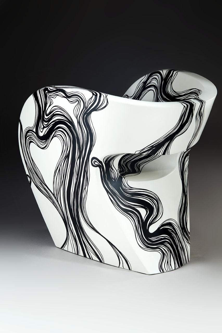 Smoke - Little Albert armchair by Ron Arad, hand-painted, Signed Amane  In Good Condition For Sale In Paris, FR