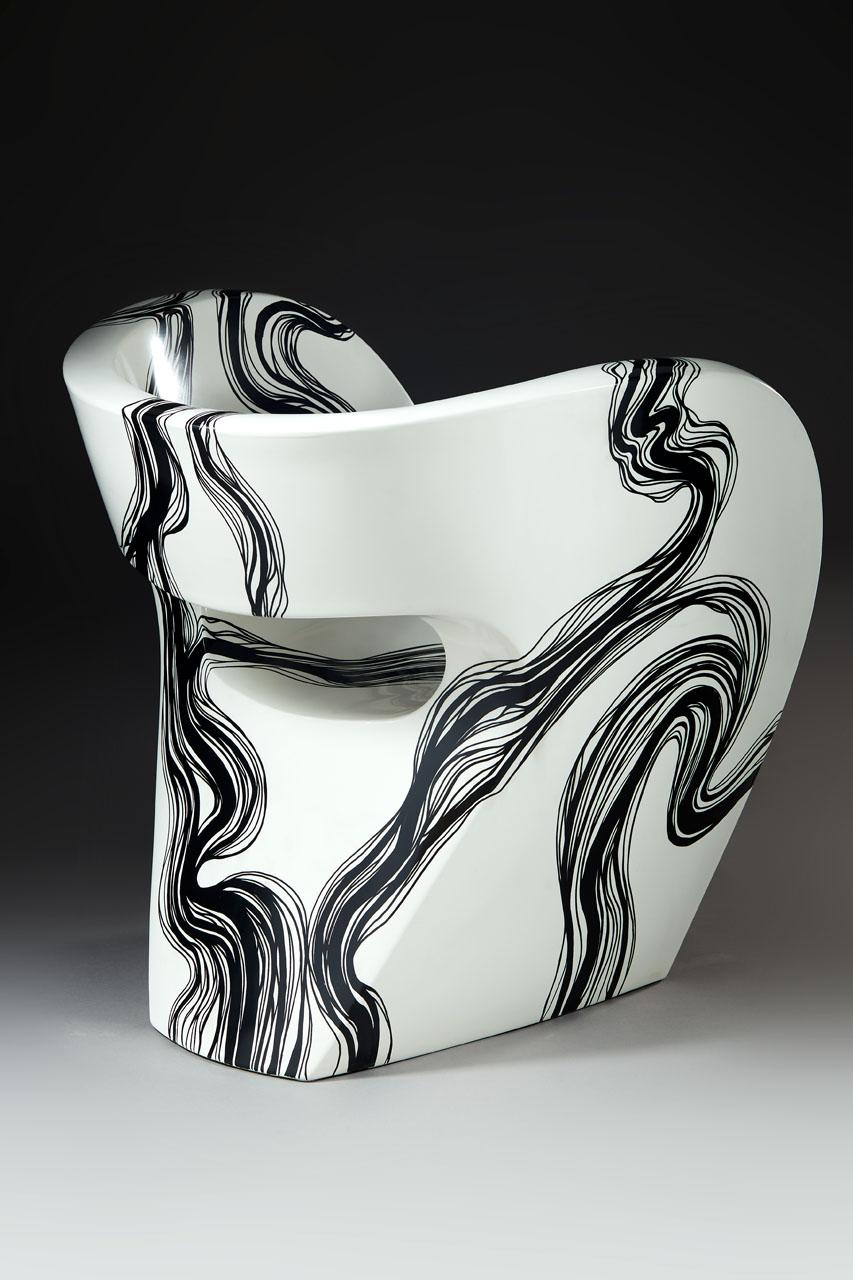 XXIe siècle et contemporain Smoke - Petit fauteuil Albert de Ron Arad, peint à la main, signé Amane  en vente