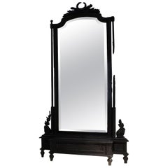 Miroir à fumée en bois et résine noire de Marteen Baas