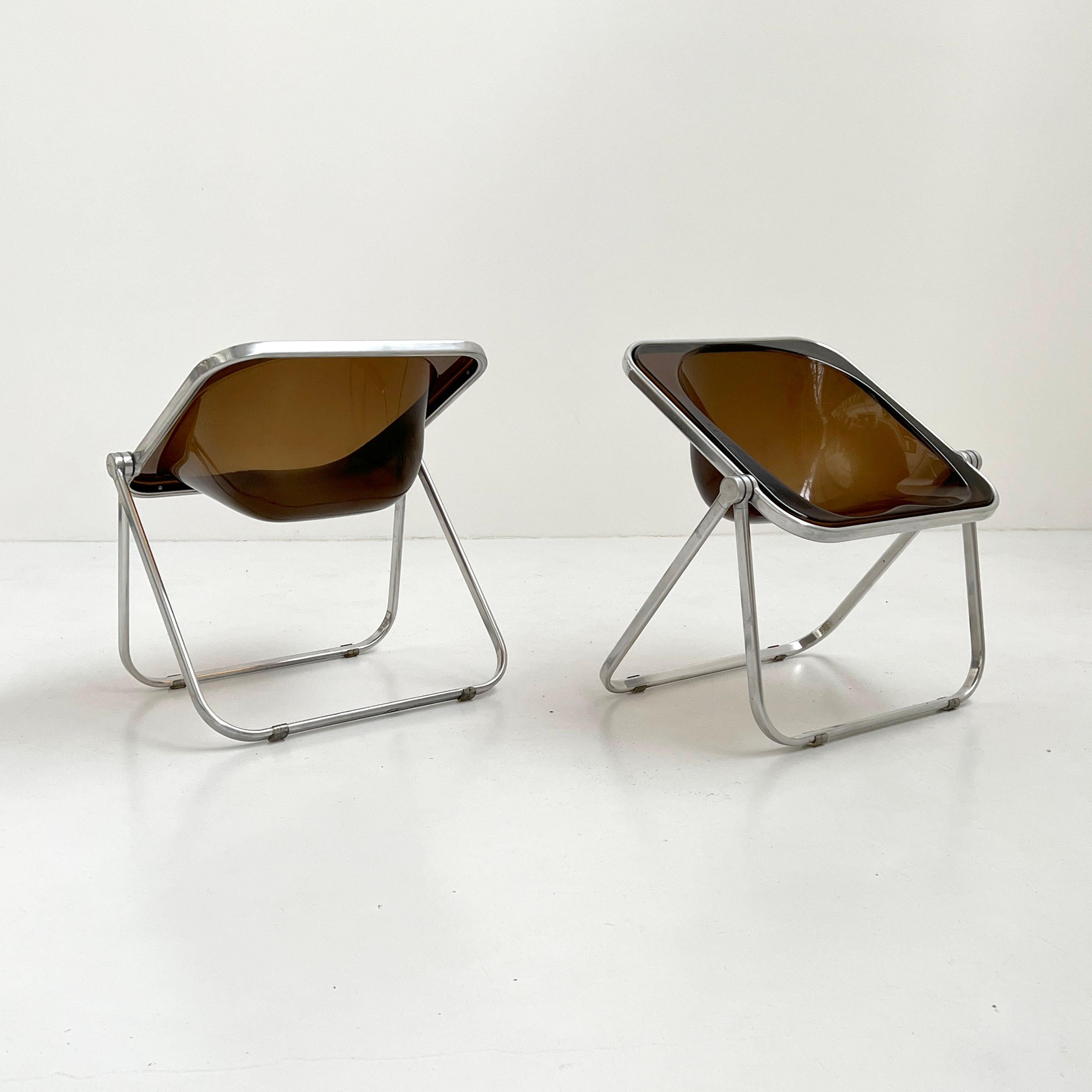 Mid-Century Modern Smoke Plona Folding Chair by Giancarlo Piretti for Castelli, 1970s For Sale