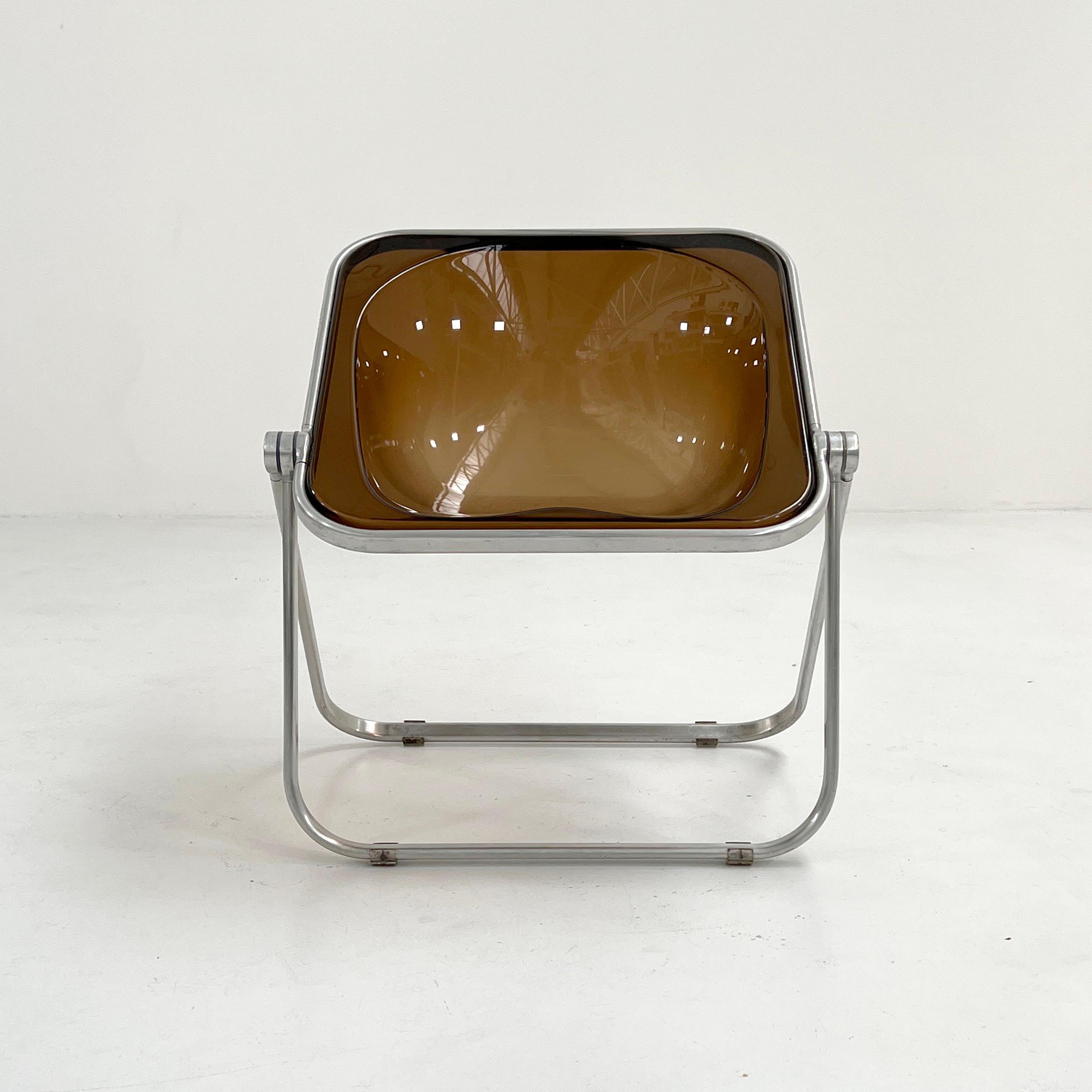 Mid-Century Modern Smoke Plona Folding Chair by Giancarlo Piretti for Castelli, 1970s