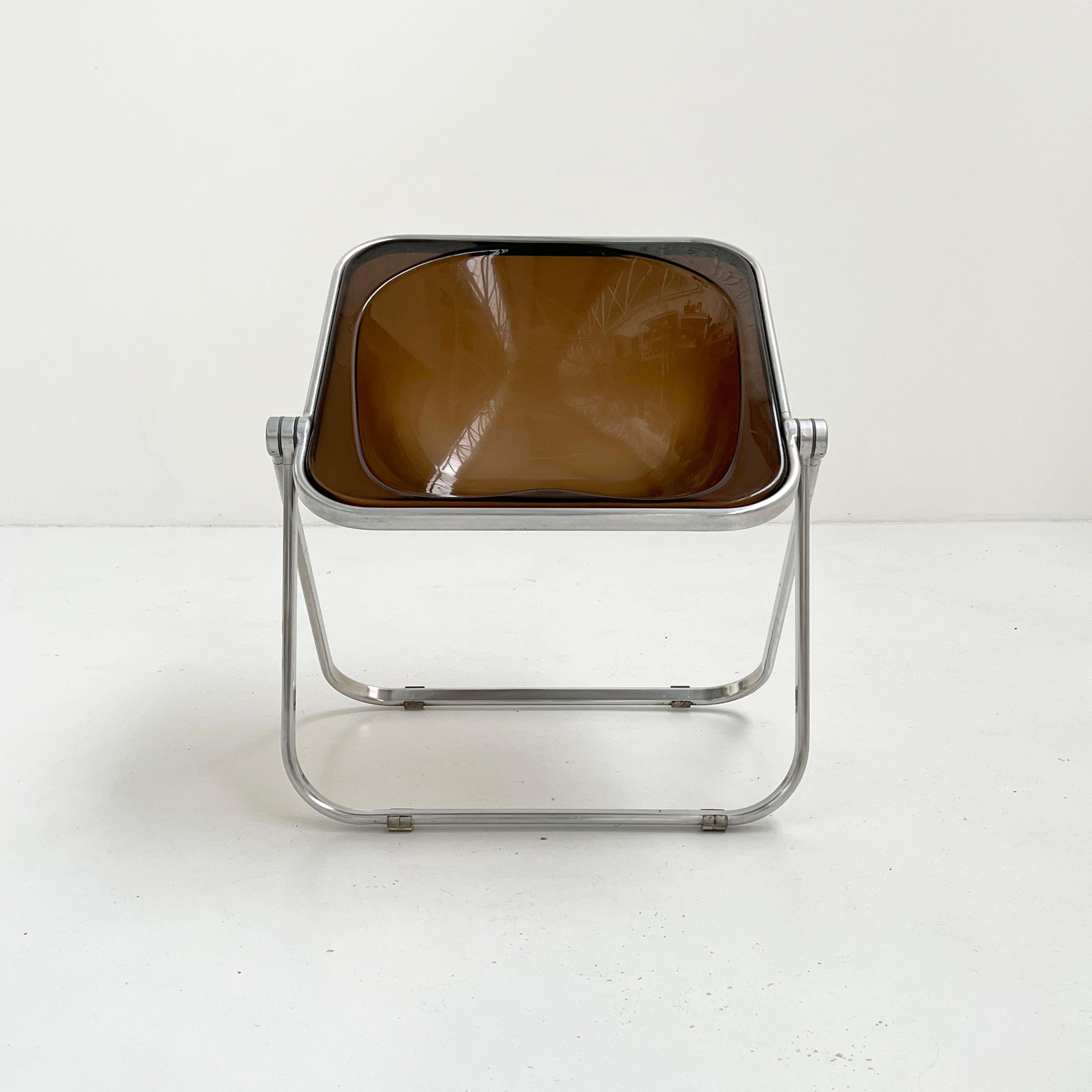 Italian Smoke Plona Folding Chair by Giancarlo Piretti for Castelli, 1970s For Sale