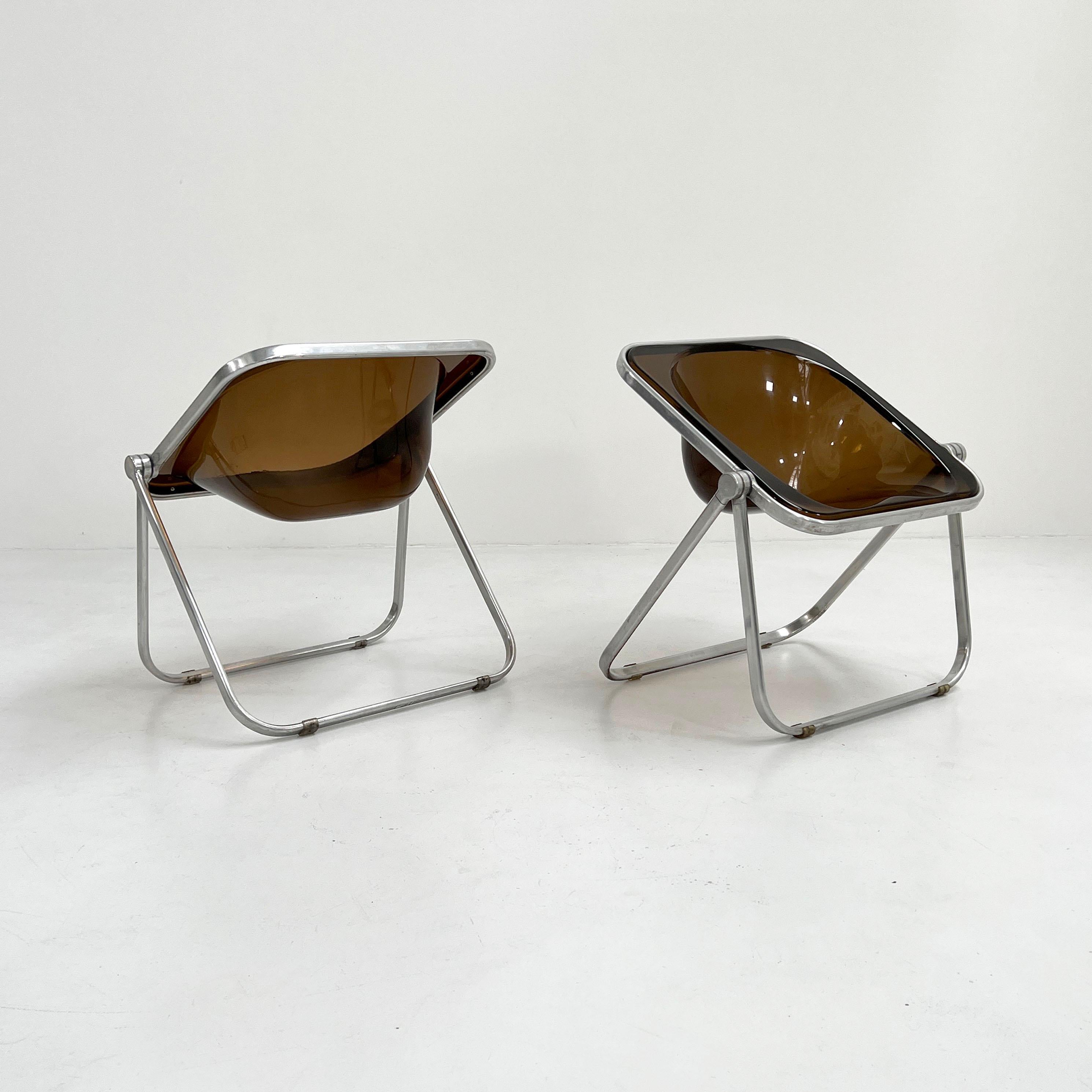 Italian Smoke Plona Folding Chair by Giancarlo Piretti for Castelli, 1970s