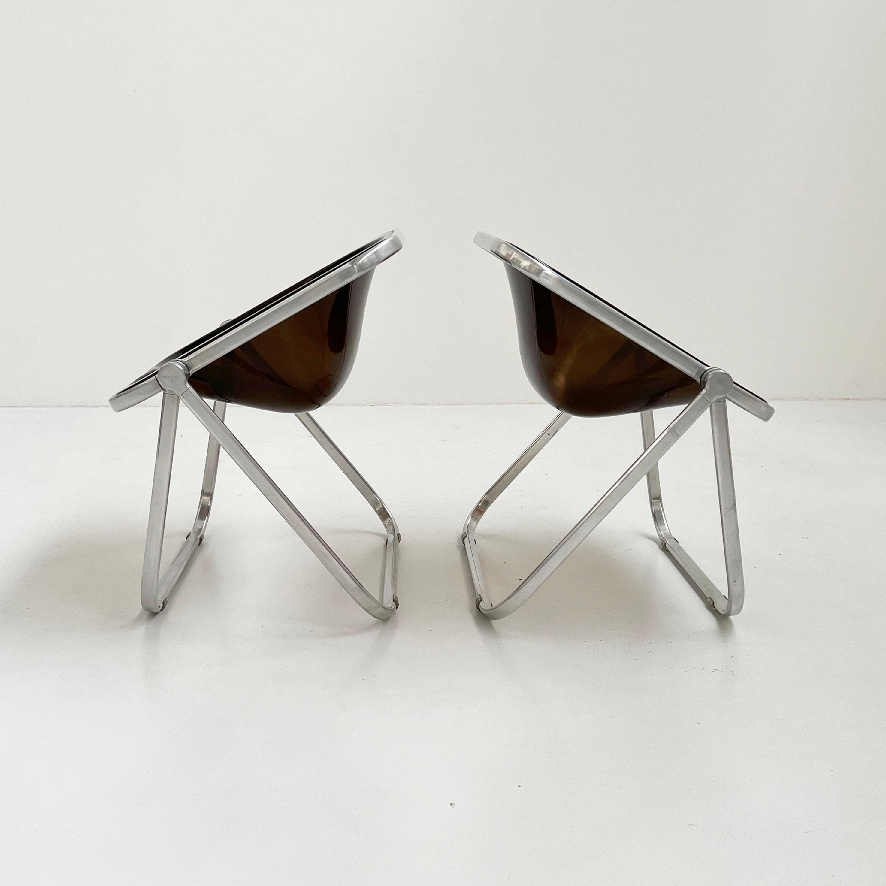 Smoke Plona Folding Chair by Giancarlo Piretti for Castelli, 1970s In Good Condition For Sale In Ixelles, Bruxelles