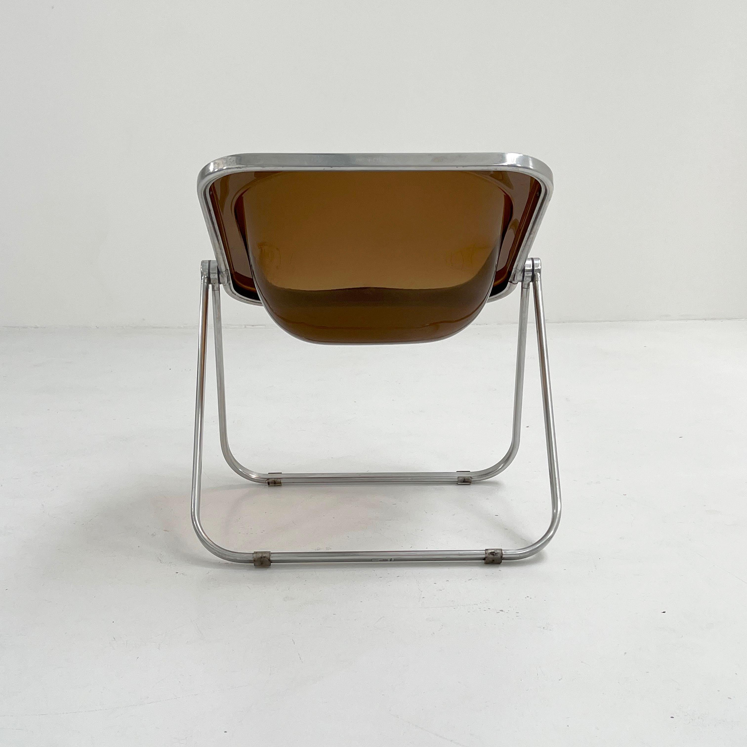 Smoke Plona Folding Chair by Giancarlo Piretti for Castelli, 1970s In Good Condition In Ixelles, Bruxelles