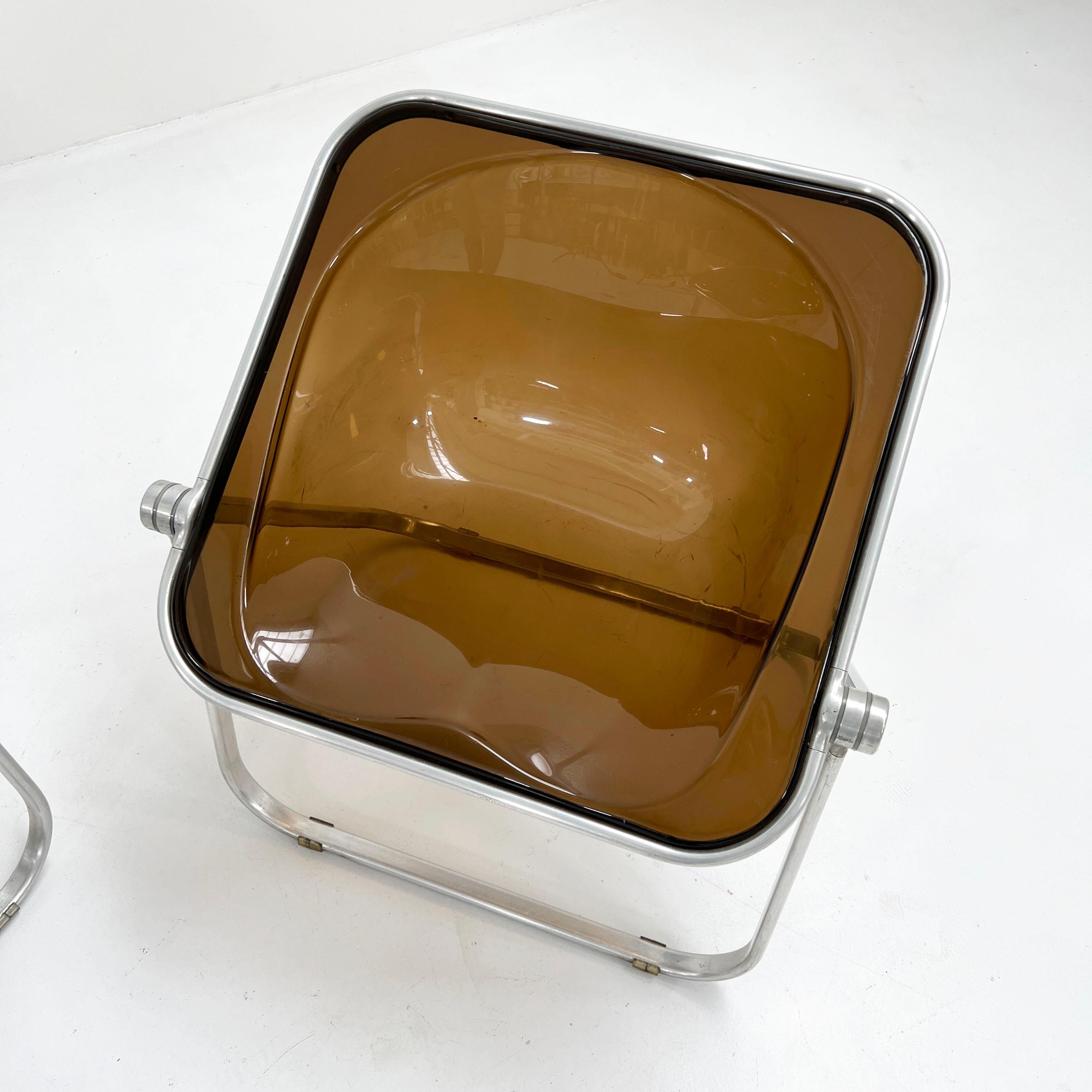 Aluminum Smoke Plona Folding Chair by Giancarlo Piretti for Castelli, 1970s