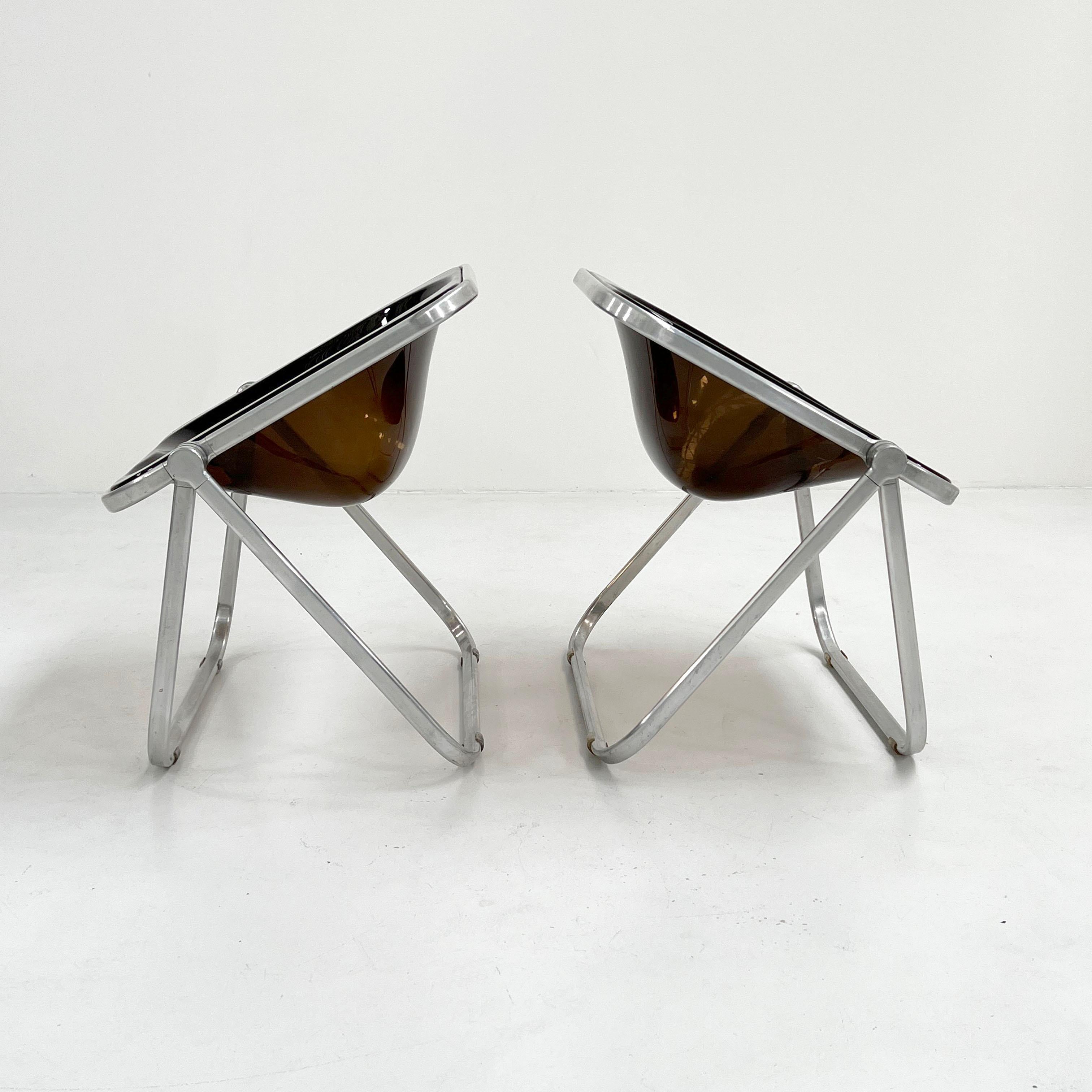 Smoke Plona Folding Chair by Giancarlo Piretti for Castelli, 1970s 1