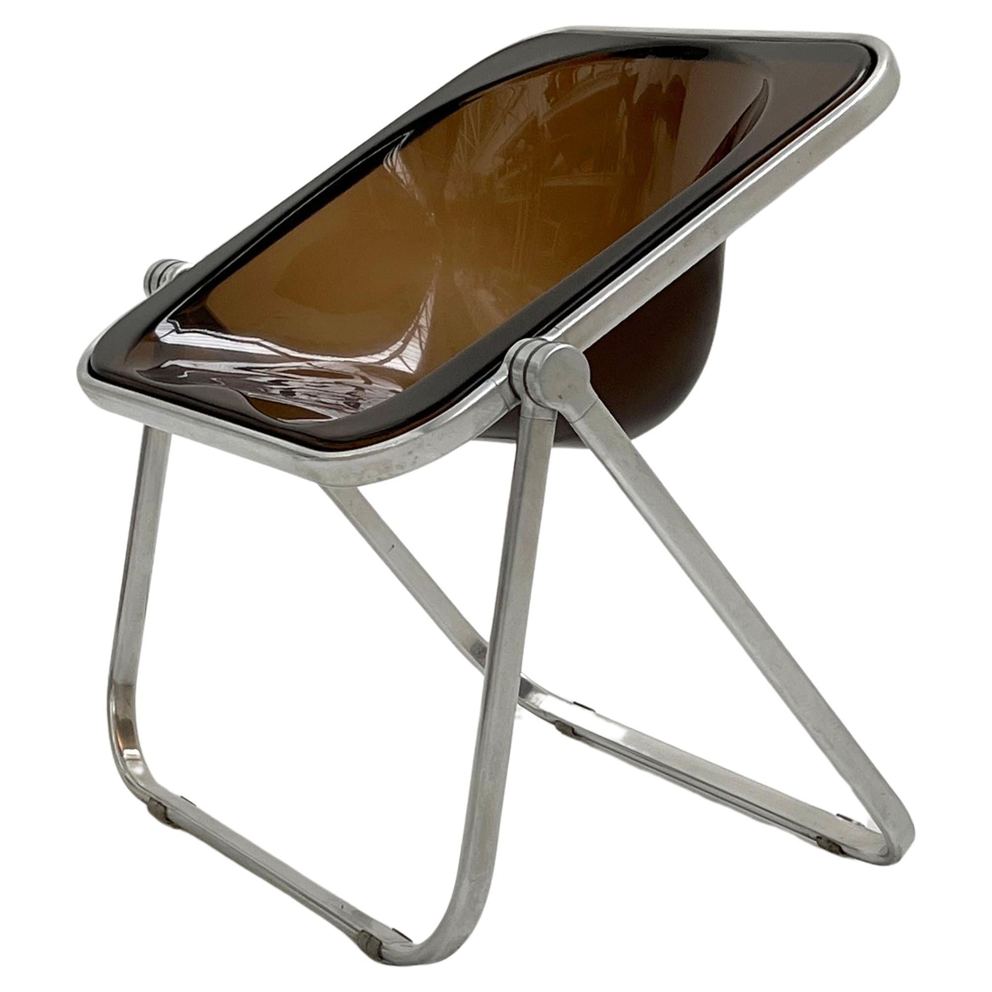Smoke Plona Folding Chair by Giancarlo Piretti for Castelli, 1970s For Sale