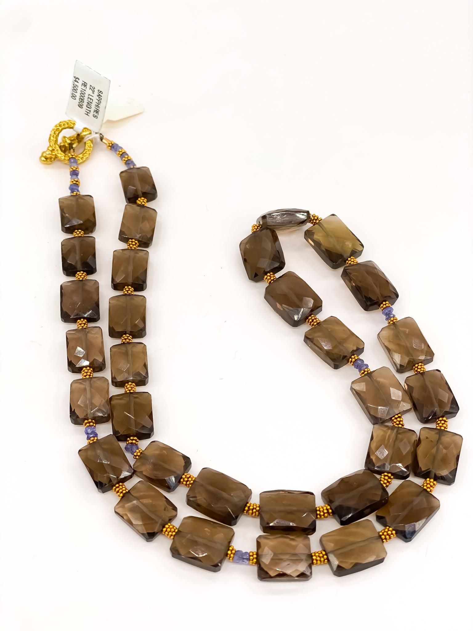 Halskette aus Rauchquars-Saphir & 22K Gold  im Zustand „Neu“ im Angebot in Carlsbad, CA