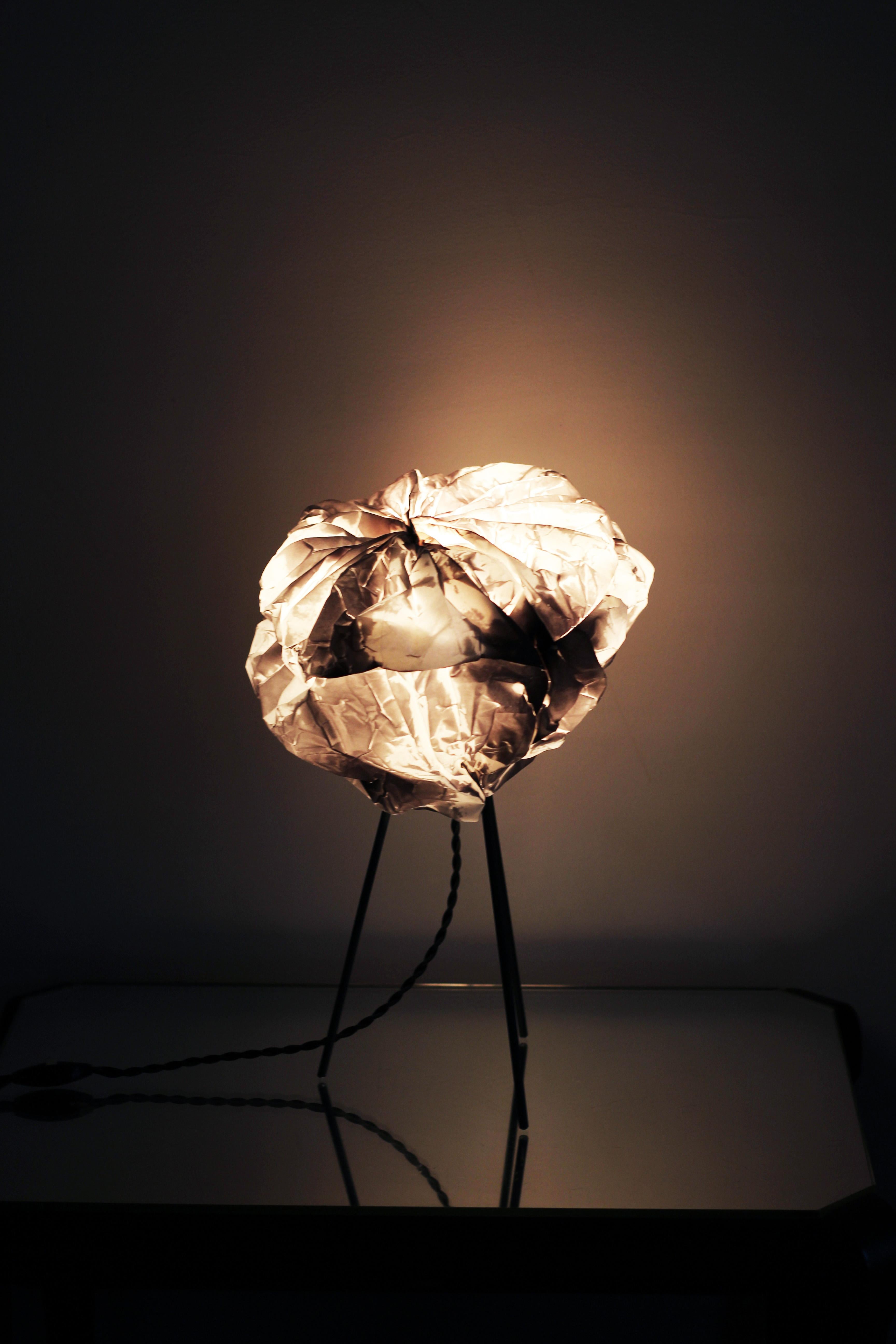 Metal Smoke Sculptural Table Lamp by Camille Deram For Sale
