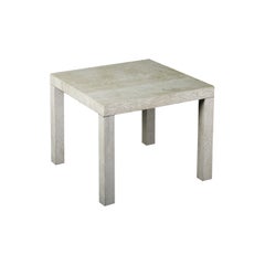 Smoke Side Table in Beige Travertine Marble