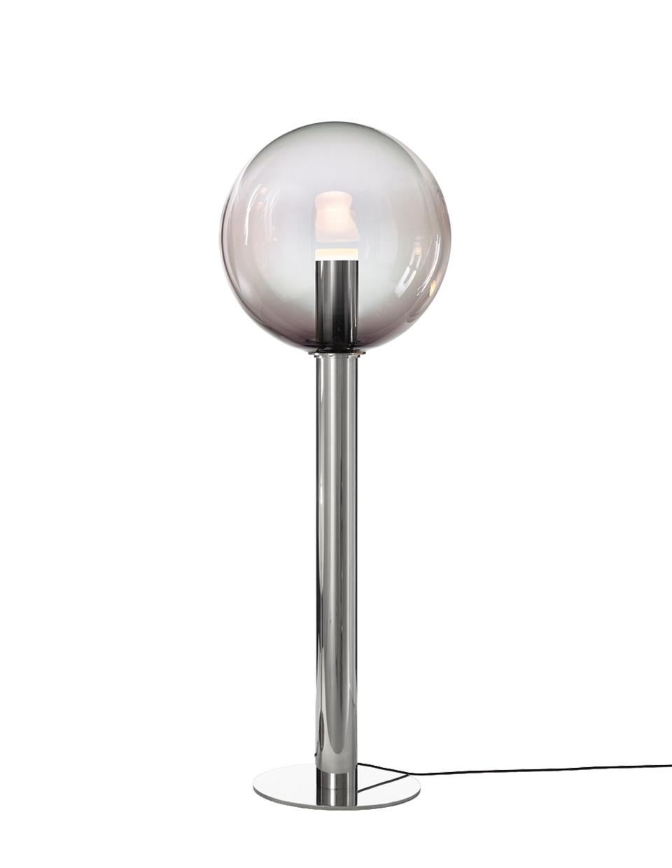 Czech Smoke / Silver Crystal Glass Floor Lamp Phenomena by Dechem Studio for Bomma For Sale