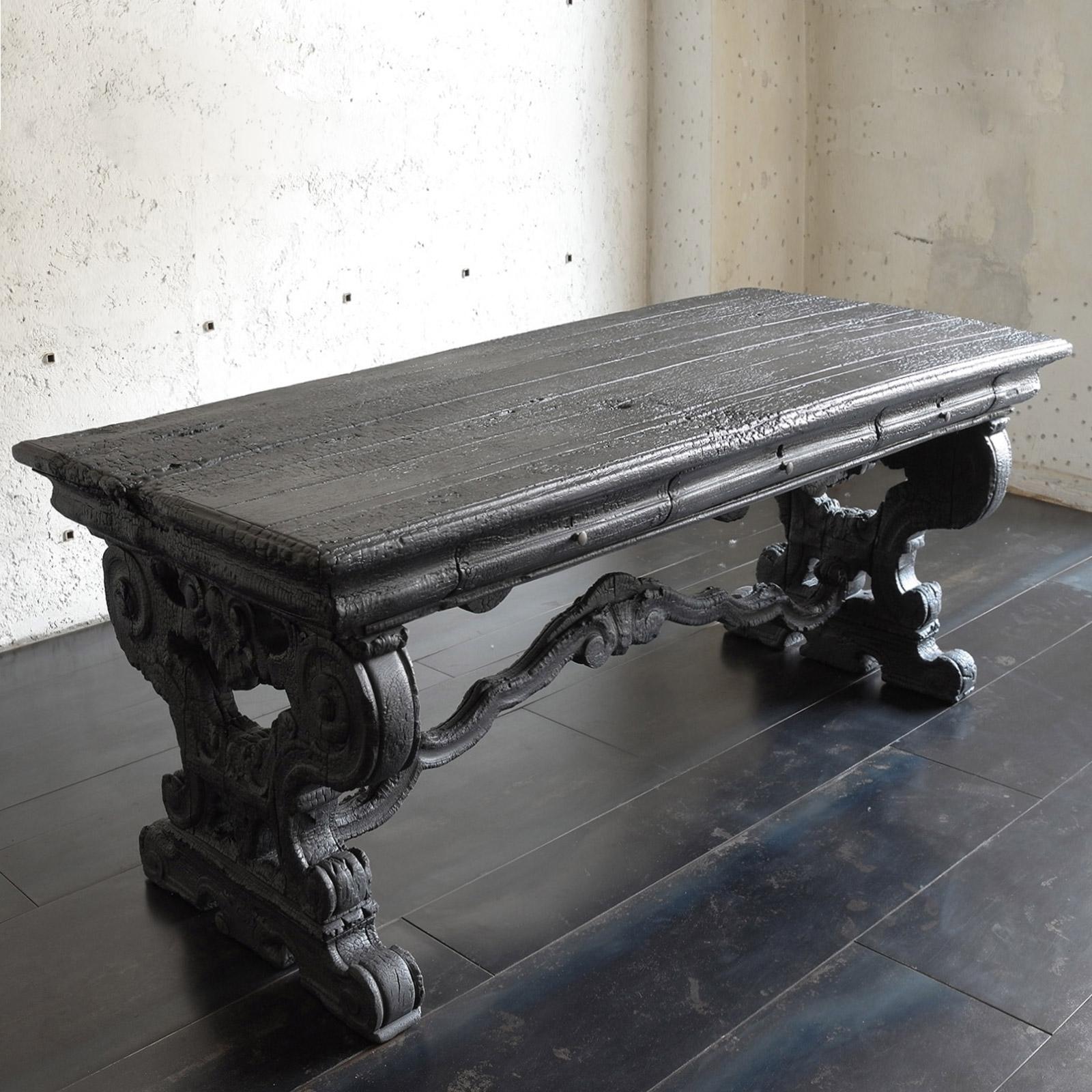 Smoke Table in Wood and Black Resin by Marteen Baas For Sale 4