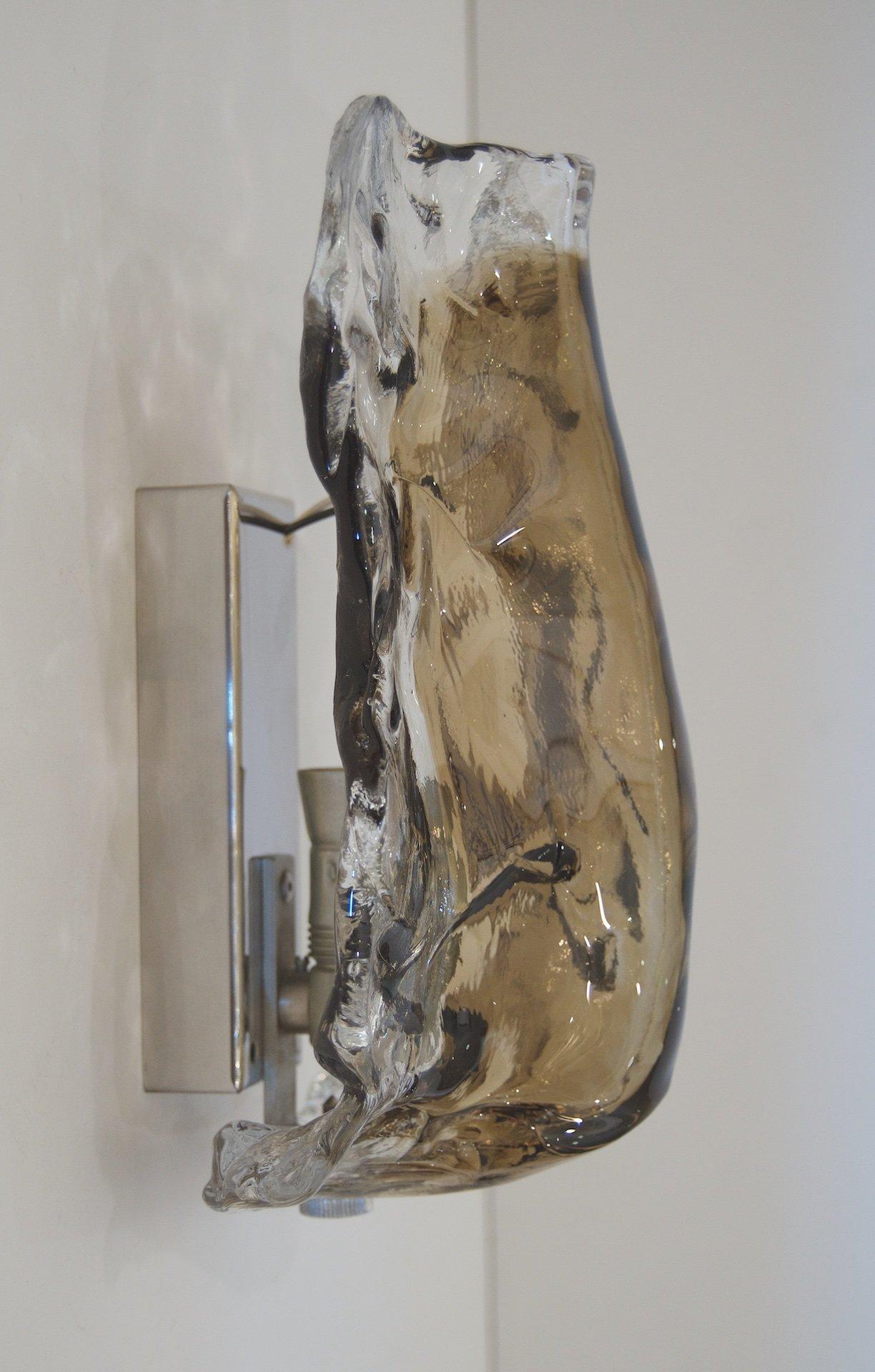 Smoke Tone Organic Glass Sconces by Kalmar Franken KG In Good Condition In Stamford, CT