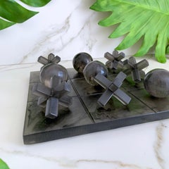 Smoke with Black Marble Texture Resin Tic Tac Toe by Paola Valle