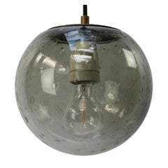 Smoked Air Bubble Glass Globe Vintage Dutch Metal Top Pendant Lights