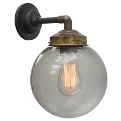 Smoked Air Bubble Glass Vintage Brass Cast Iron Scones Wall Lights