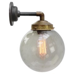 Smoked Air Bubble Glass Vintage Brass Cast Iron Scones Wall Lights