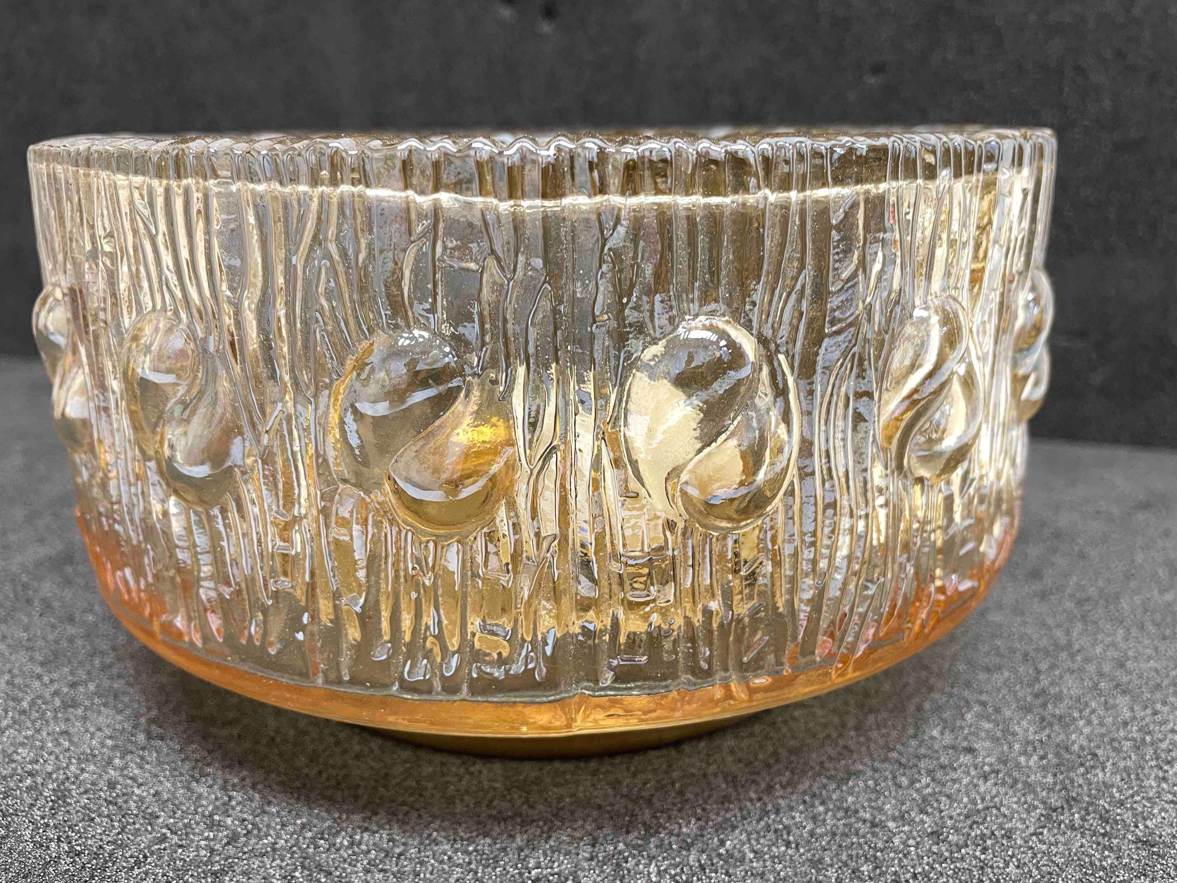 Metal Smoked Amber Glass Flush Mount by Limburg Leuchten Vintage German 1960s For Sale
