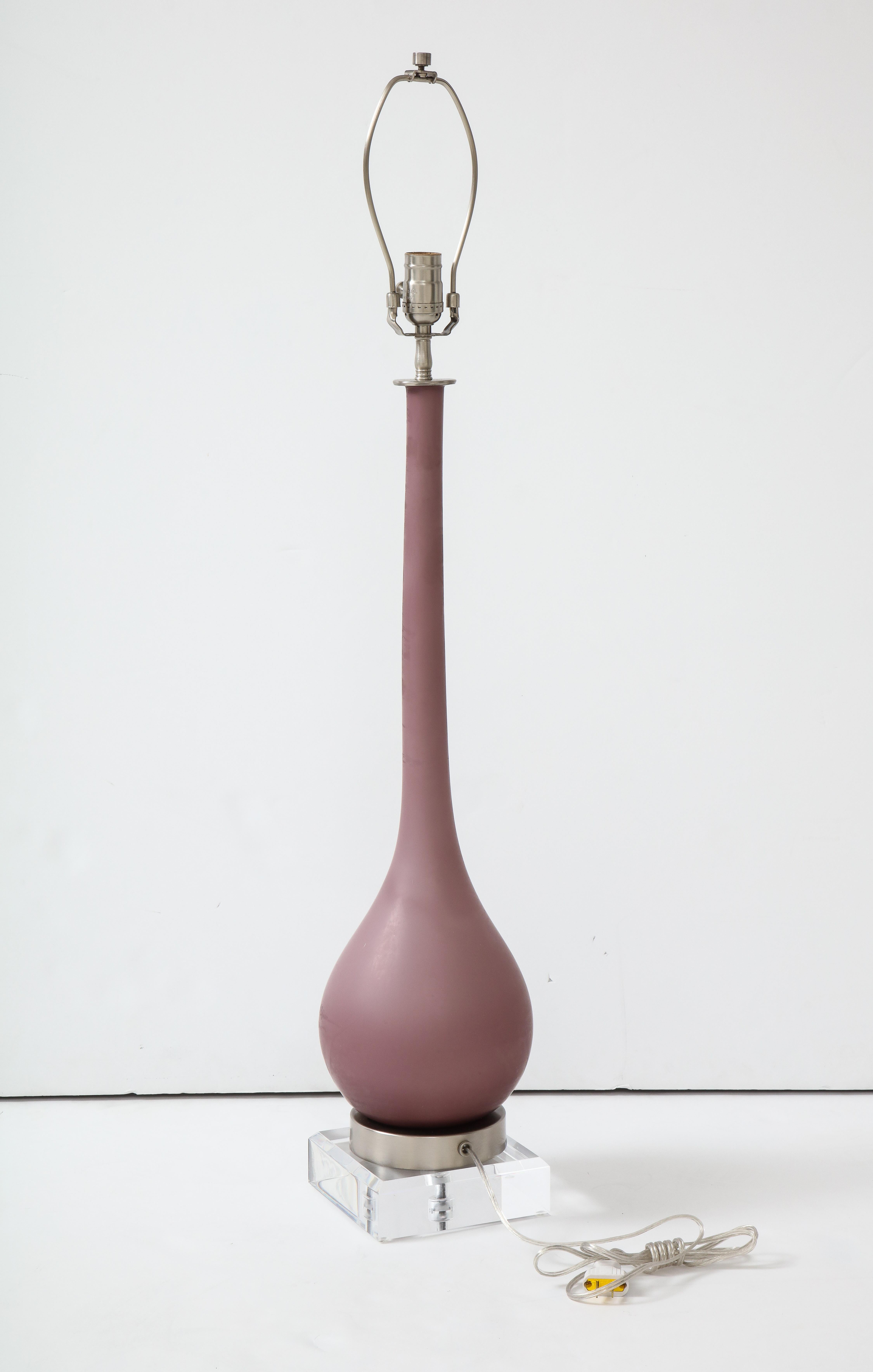 Italian Smoked Amethyst Murano Glass Lamps