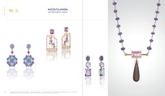 Smoked and Rose Pendant Necklace in 18Kt Yellow Gold and Tanzanate with Diamonds