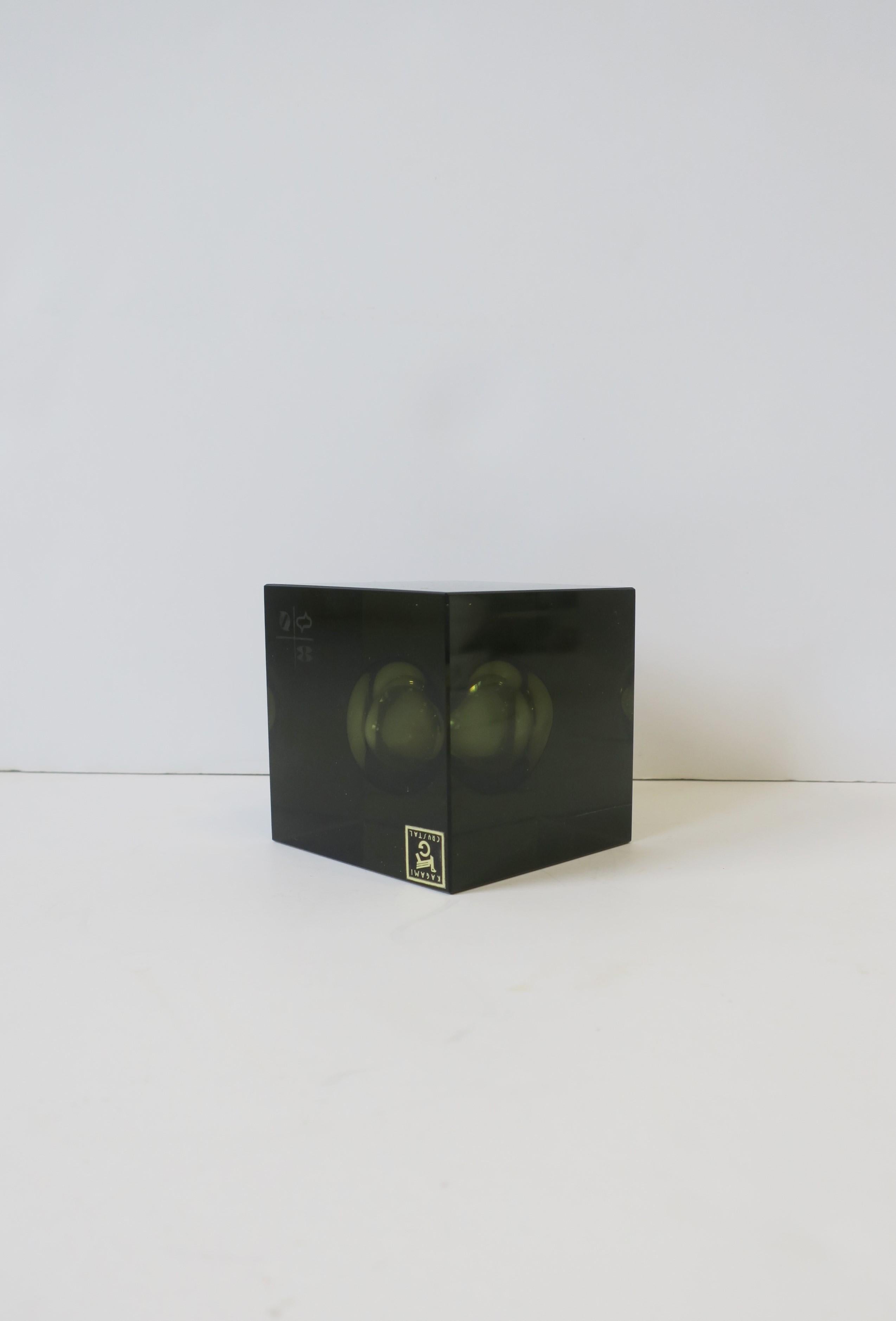 Japanese Smoked Black Crystal Cube Decorative Object 8